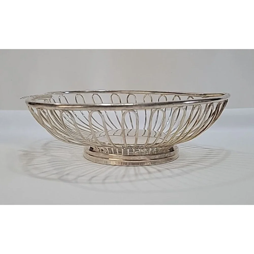 Vintage Silverplate Heart-Shaped Fruit Basket with Leaf Accent